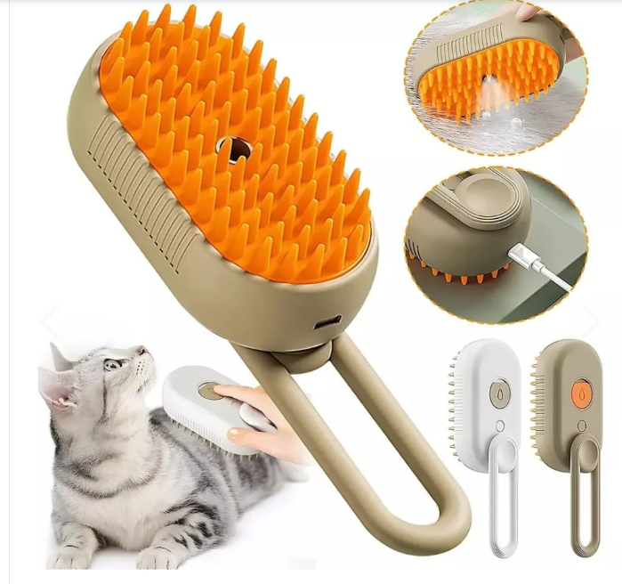 🐾✨ Cepillo de vapor 4 en 1 para mascotas