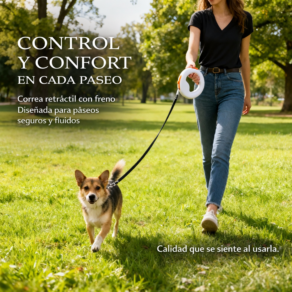🐶✨ Correa retráctil para mascotas con freno