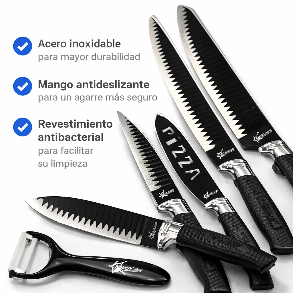 Juego de 5 cuchillos profesionales + pelador de regalo 🔪✨🎁