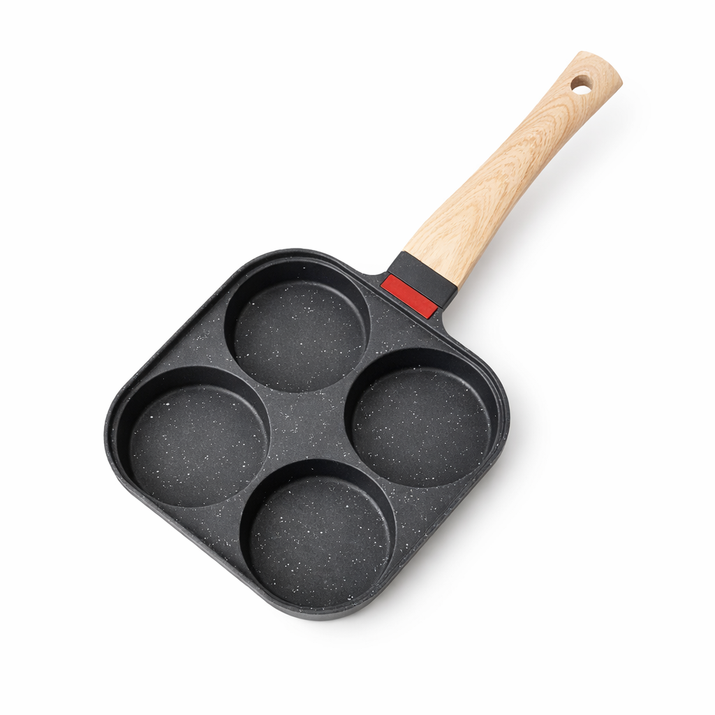 🍳 Sartén Antiadherente 4 Espacios | Desayuno Completo en una Sola Preparación