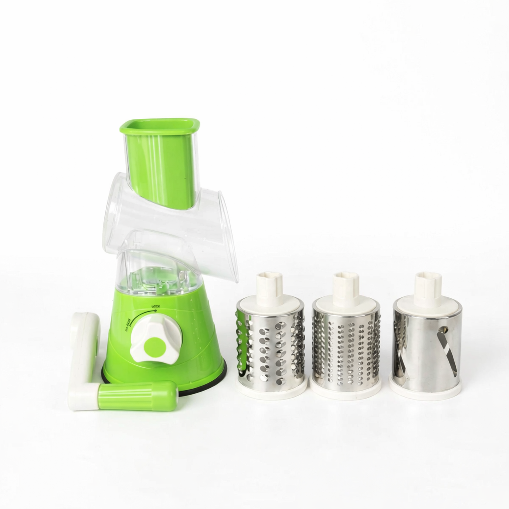 Rallador de tambor manual 3 en 1 con manivela 🧀🥕