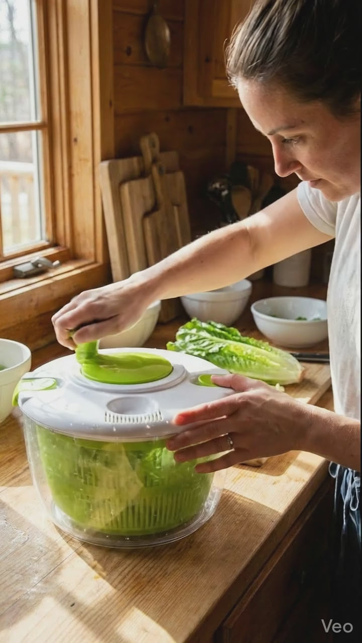 🥗 Centrífuga Secador de Ensaladas | Lava y Seca Verduras en Minutos (Bomba + Freno)